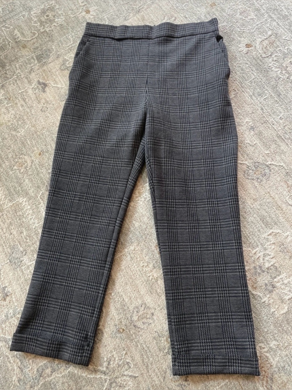 Ann Taylor Factory pull on plaid cuffed ankle pants size Large